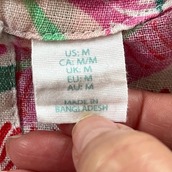 Cynthia Rowley 100% Linen Leaf Print Kimono Cover Up Oversized Pullover Medium - Picture 9 of 11